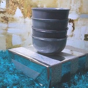 ROYAL NORFOLK-GRAY CEREAL/SOUP SERVING BOWL SET Of 4-Micro/Dish Safe